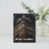 Grappige adreswijziging met spookhuis aankondigingskaart (Staand voorkant)