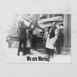 Grappige  adreswijziging van bewegende mannen aankondigingskaart