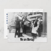 Grappige  adreswijziging van bewegende mannen aankondigingskaart (Voorkant / Achterkant)