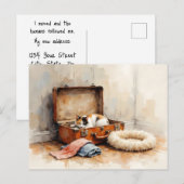Grappige adreswijziging van de Calico Kat Briefkaart (Voorkant / Achterkant)