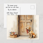 Grappige adreswijziging van lichtbruine hond briefkaart (Voorkant / Achterkant)