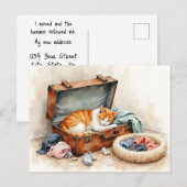 Grappige adreswijziging van oranje kat briefkaart (Voorkant / Achterkant)