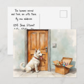 Grappige adreswijziging van witte hond briefkaart (Voorkant / Achterkant)