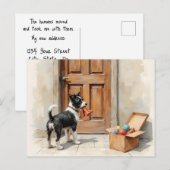 Grappige adreswijziging van zwarte en witte hond briefkaart (Voorkant / Achterkant)