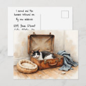 Grappige adreswijziging van zwarte en witte kat briefkaart (Voorkant / Achterkant)