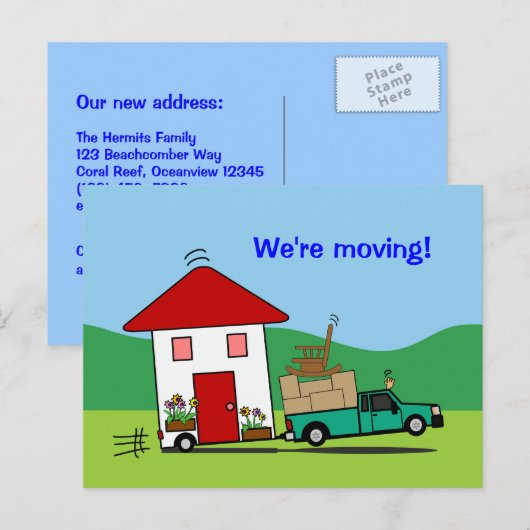 Grappige adreswijziging We verhuizen Kaarten (Voorkant / Achterkant)