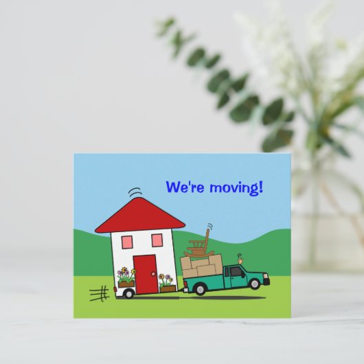 Grappige adreswijziging We verhuizen Kaarten (Staand voorkant)