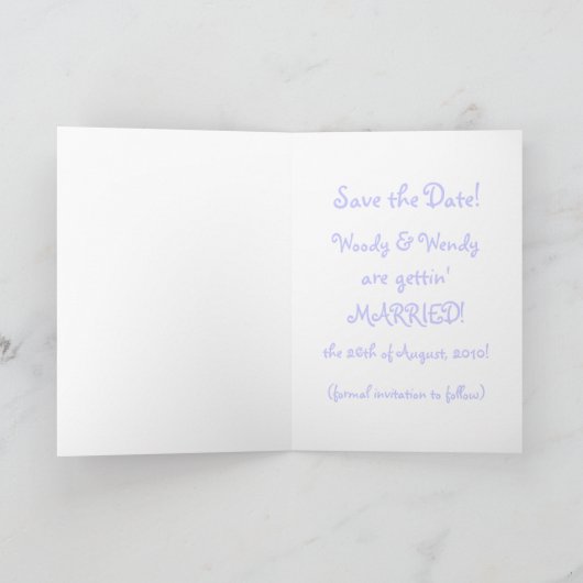 Grappige advocaten die gaan trouwen, bewaar de dat aankondiging (Binnen)