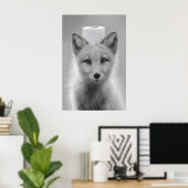 Grappige afbeelding van poolvos in badkamer, toile poster (Thuiskantoor)