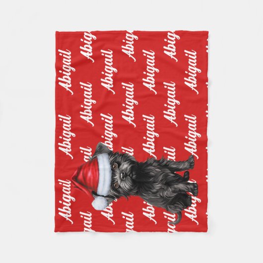 Grappige Affenpinscher Hondennaam Patroon Kerstmis Fleece Deken (Voorkant)