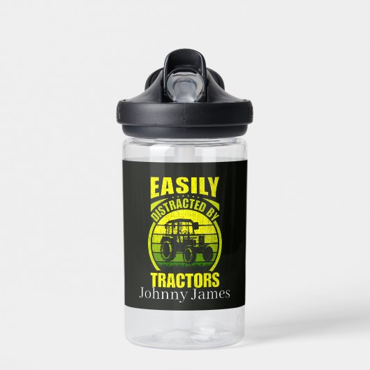 Grappige afgeleid tractoren voeg naam toe waterfles (Voorkant)