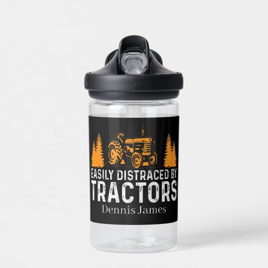 Grappige afgeleid tractoren voeg naam toe waterfles (Voorkant)