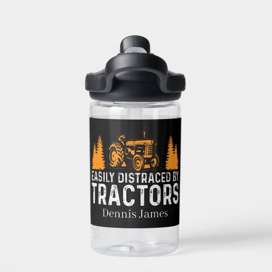 Grappige afgeleid tractoren voeg naam toe waterfles (Achterkant)