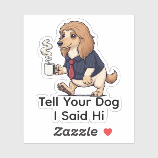 Grappige Afghaanse windhond hond pak koffie Sticker (Vel)