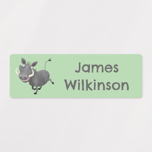 Grappige Afrikaanse warthogel varken cartoon perso Labels (Design 2)