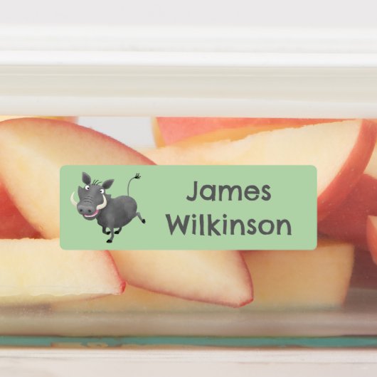 Grappige Afrikaanse warthogel varken cartoon perso Labels (Aangebracht)