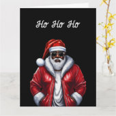 Grappige Afro-Amerikaanse zwarte kerstman Kaart (Gele Bloem)