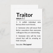 Grappige afscheidsmedewerker, collega die baan ver bedankkaart (Voorkant / Achterkant)