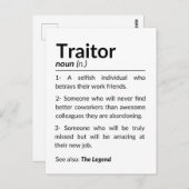 Grappige afscheidsmedewerker, collega die baan ver briefkaart (Voorkant / Achterkant)