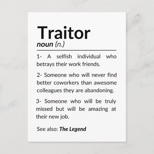 Grappige afscheidsmedewerker, collega die baan ver briefkaart (Voorkant)