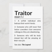 Grappige afscheidsmedewerker, collega die baan ver kaart (Voorkant)