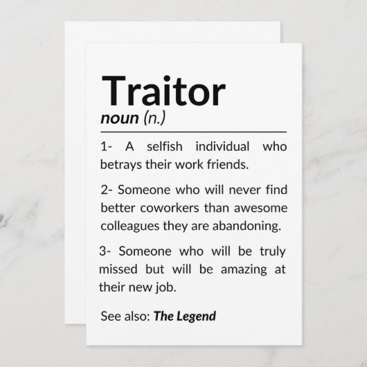 Grappige afscheidsmedewerker, collega die baan ver kaart (Voorkant / Achterkant)