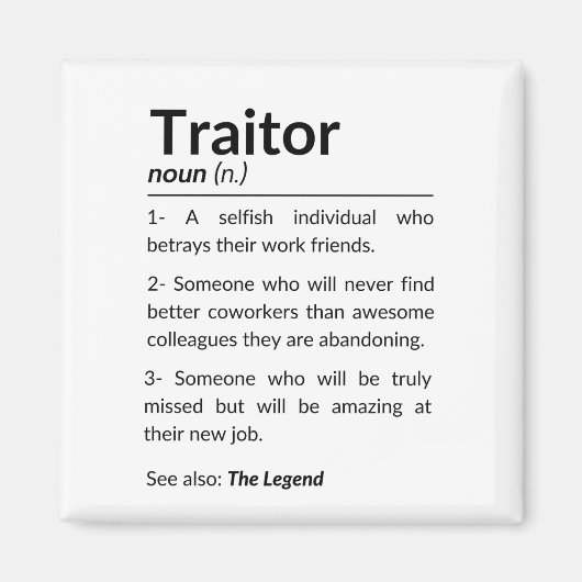 Grappige afscheidsmedewerker, collega die baan ver magneet (Voorkant)