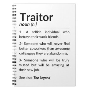 Grappige afscheidsmedewerker, collega die baan ver notitieboek