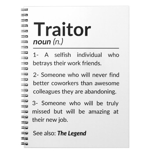 Grappige afscheidsmedewerker, collega die baan ver notitieboek (Voorkant)