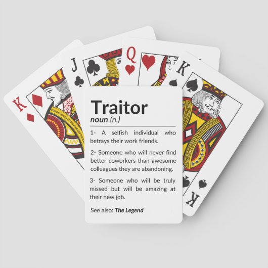 Grappige afscheidsmedewerker, collega die baan ver pokerkaarten (Achterkant)