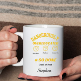 Grappige afstudeer diploma goud en zwart koffiemok