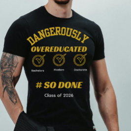 Grappige afstudeer diploma goud en zwart t-shirt