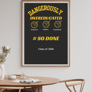 Grappige afstudeerdiploma goud en zwart poster