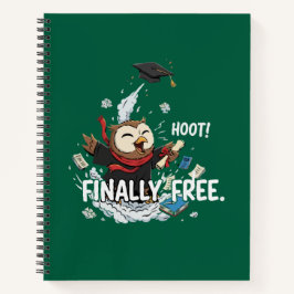 Grappige afstudeeruil eindelijk vrij retro cartoon notitieboek