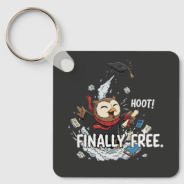 Grappige afstudeeruil eindelijk vrij retro cartoon sleutelhanger