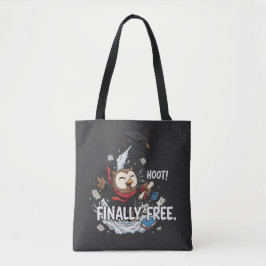 Grappige afstudeeruil eindelijk vrij retro cartoon tote bag