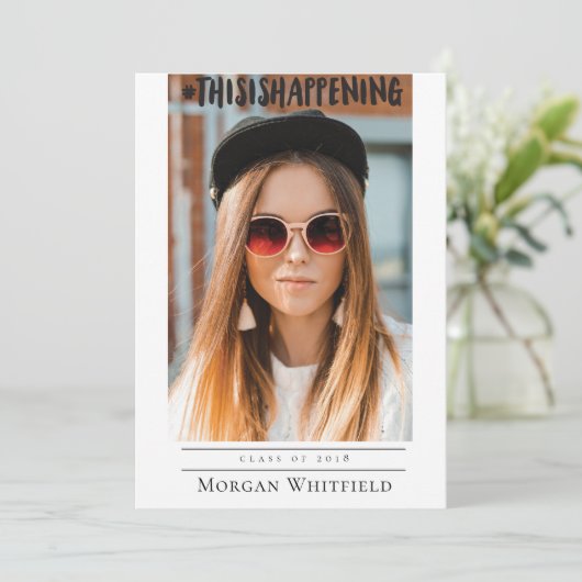 Grappige Afstuderen aankondiging fotokaart (Staand voorkant)