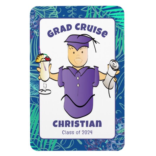 Grappige Afstuderen Cartoon voor Hem Cruise Door Magneet (Verticaal)