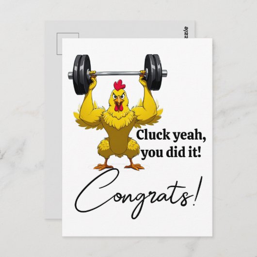 Grappige Afstuderen Kaart - Chicken-Themd Gefelici (Voorkant / Achterkant)