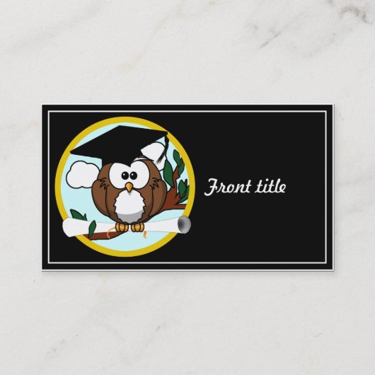 Grappige Afstuderen uil met Pet & Diploma Contactkaartje (Voorkant)