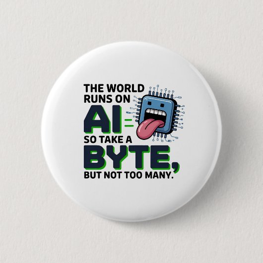 Grappige AI Byte Quote – Tech Geek Humor Ronde Button 5,7 Cm (Voorkant)