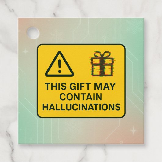 Grappige AI-cadeaubijlage – “Bevat mogelijk halluc Bedankjes Labels (Voorkant)