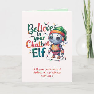 Grappige Ai-chatbot-elf-kerstkaart Bedrijfsleven Feestdagen Kaart