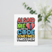Grappige AI Coding Quote – Programmeur Humor Briefkaart (Staand voorkant)