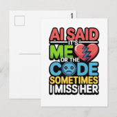 Grappige AI Coding Quote – Programmeur Humor Briefkaart (Voorkant / Achterkant)