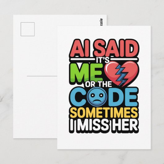 Grappige AI Coding Quote – Programmeur Humor Briefkaart (Voorkant / Achterkant)