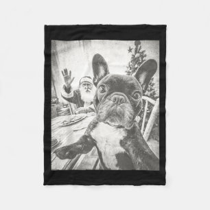 Grappige Ai-Franse Bulldog Selfie Met Kerstman Ch Fleece Deken