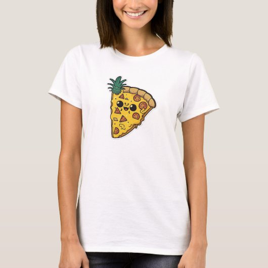 Grappige AI gegenereerde ananas pizza T-shirt (Voorkant)