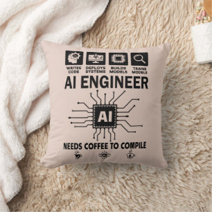 Grappige AI-ingenieur Codeur Programmeur Ontwikkel Kussen