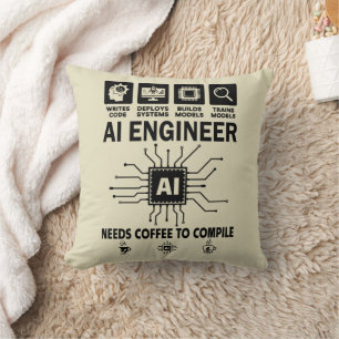 Grappige AI Ingenieur Codeur Programmeur Ontwikkel Kussen
